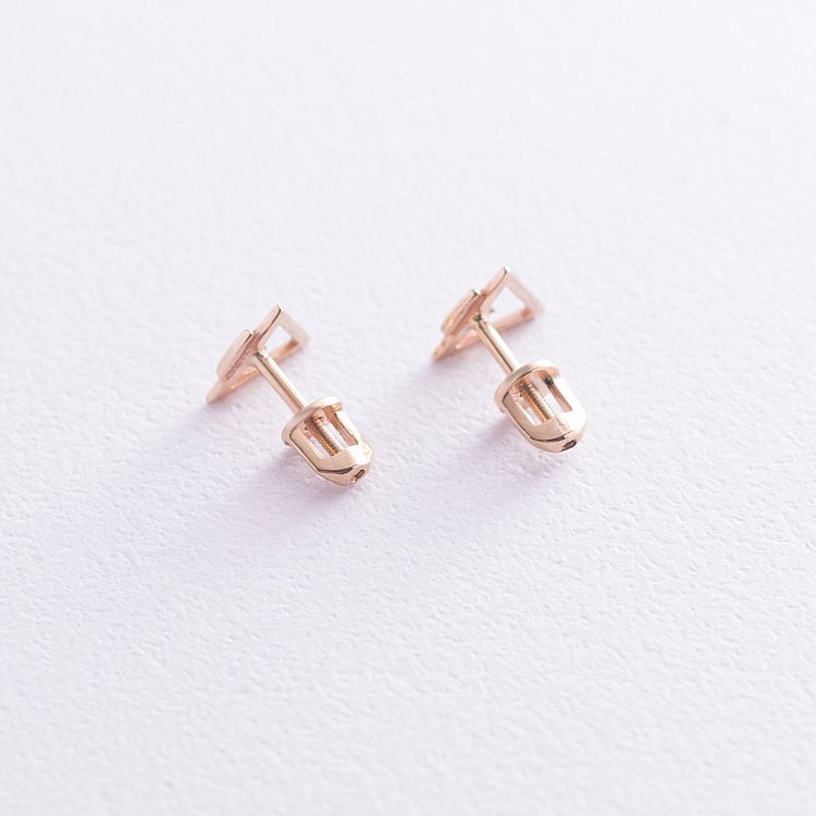 Серьги-пусеты "Треугольники" (красное золото) с06973 от ювелирного магазина Оникс - 2