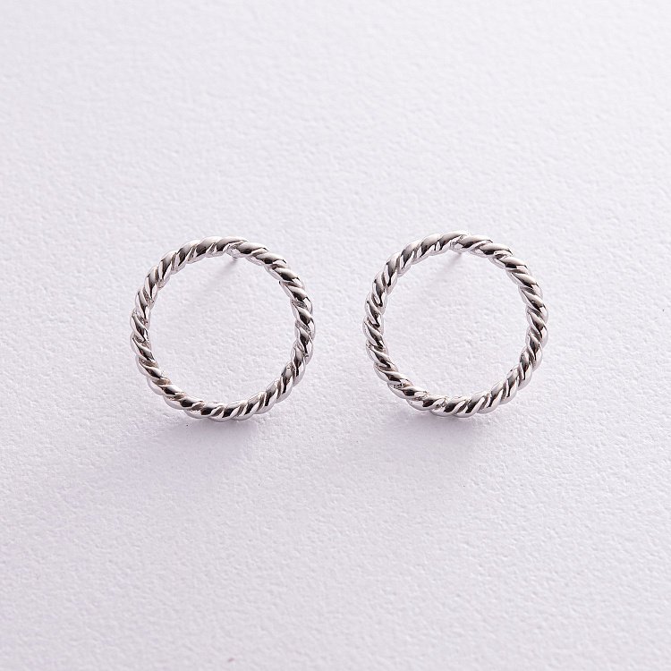 Сережки - пусети "Тріана" у білому золоті с08279 від ювелірного магазину Онікс - 4