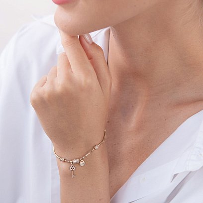 Золотой браслет "Ключик" с фианитами б04013 №2