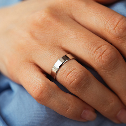 Обручальное кольцо - классическое (белое золото) обр00204 №4