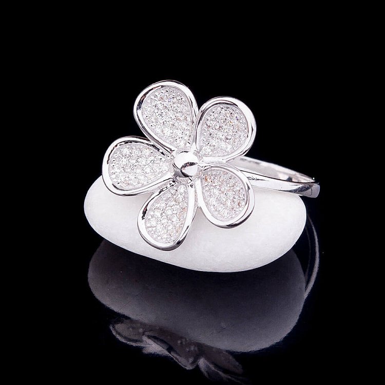 Золота каблучка "Квіточка" з фіанітами к03312 від ювелірного магазину Онікс - 1