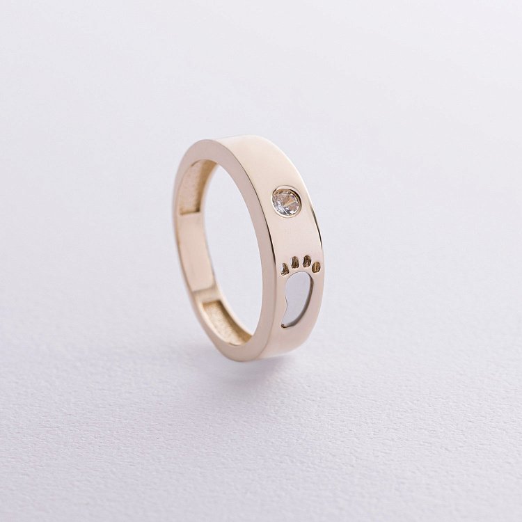 Золота каблучка "Ніжка ﻿немовляти" (фіаніт) к07626 від ювелірного магазину Онікс