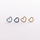 Золотые серьги - пусеты "Сердечки" с голубыми и желтыми бриллиантами 327471121 от ювелирного магазина Оникс - 4