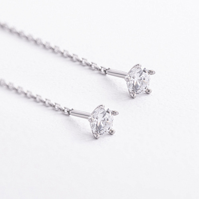 Серебряные серьги - протяжки с фианитами 902-01056 №2
