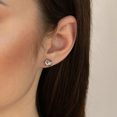 Серебряные серьги - пусеты с фианитами 121625 №2