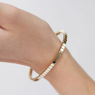 Жорсткий браслет "Kylie" у жовтому золоті б05827 №5