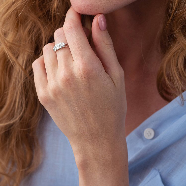 Каблучка в білому золоті з діамантами к283ca від ювелірного магазину Онікс - 3