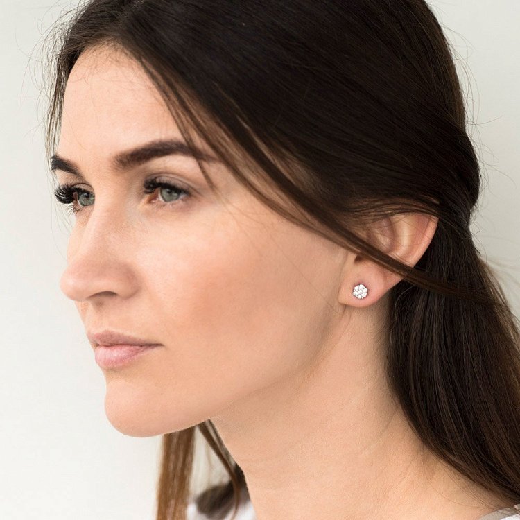 Золотые серьги-пусеты с бриллиантами с133 - 3 Золотые серьги-пусеты с бриллиантами с133 от ювелирного магазина Оникс - 3