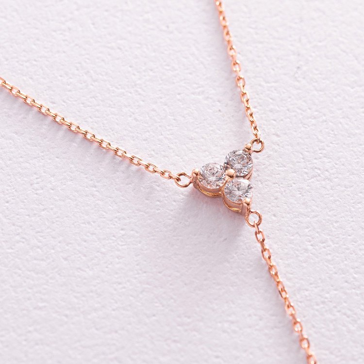 Золоте кольє - краватка з фіанітами кол02096 від ювелірного магазину Онікс - 3