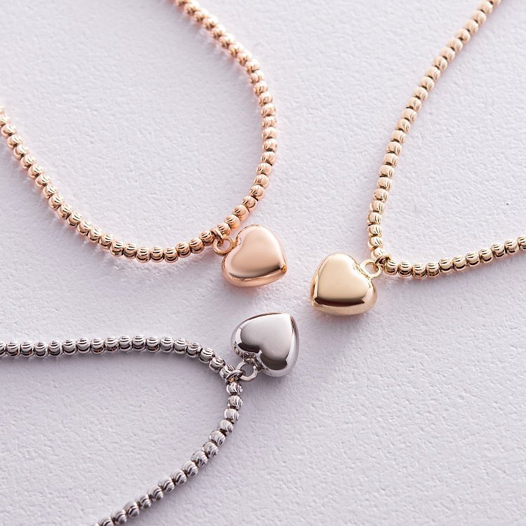 Золотой браслет "Сердечко" б03107 от ювелирного магазина Оникс - 11