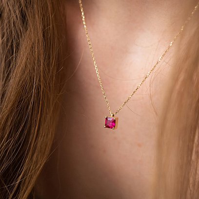 Золотое колье "Альма" (розовый фианит) кол02367 №4