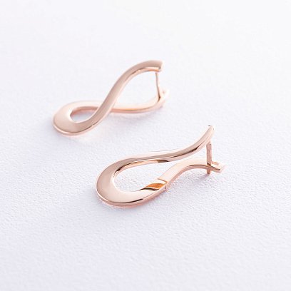 Сережки "Хвиля" в червоному золоті с06833 №3