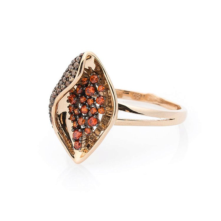 Золотое кольцо с фианитами к05569 - 2 Золотое кольцо с фианитами к05569 от ювелирного магазина Оникс - 2