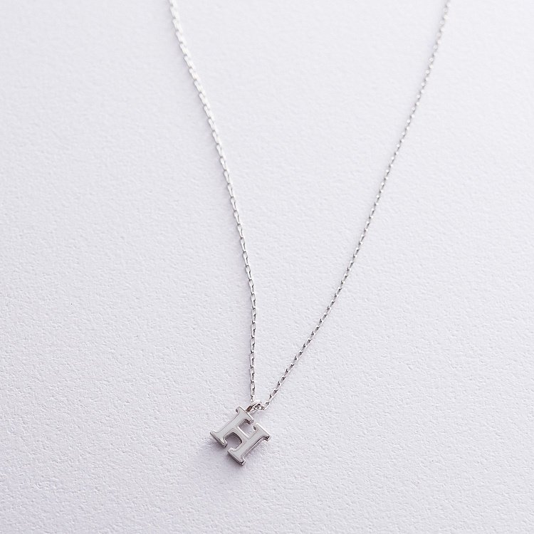 Серебряное колье с буквой Н 18620б от ювелирного магазина Оникс