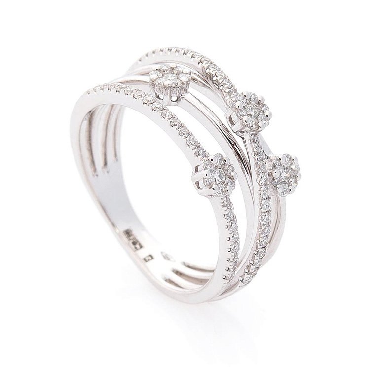 Золота каблучка з діамантами кб0177са від ювелірного магазину Онікс