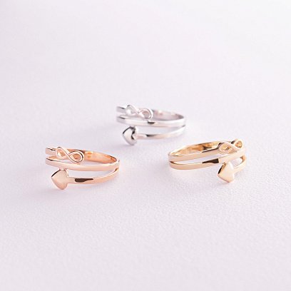 Каблучка "Сердечко і нескінченність" у білому золоті к07117 №8