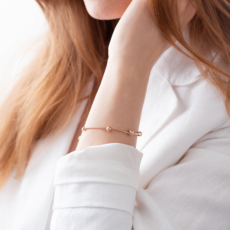 Браслет "Шарики" в красном золоте (фианиты) б05072 от ювелирного магазина Оникс - 1