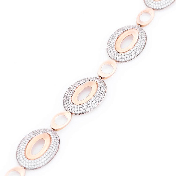 Золотий масивний браслет з фіанітами б01181 від ювелірного магазину Онікс - 1