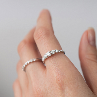 Золота каблучка з діамантами кб0681mi №4