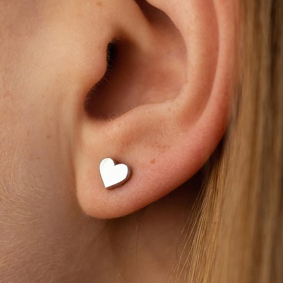 Срібні сережки - пусети "Сердечки" 7056 №4