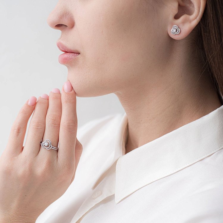 Золотое кольцо - трансформер "Цветочек" с бриллиантами к266 от ювелирного магазина Оникс - 1