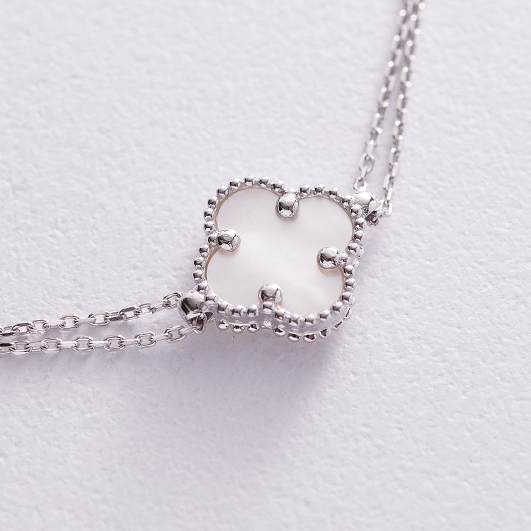 Браслет "Клевер" из белого золота (перламутр) б04907 от ювелирного магазина Оникс - 4