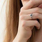 Серебряное кольцо "Клевер" с черным фианитом 112002 от ювелирного магазина Оникс - 4