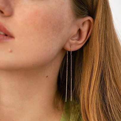 Золотые серьги - протяжки с06700