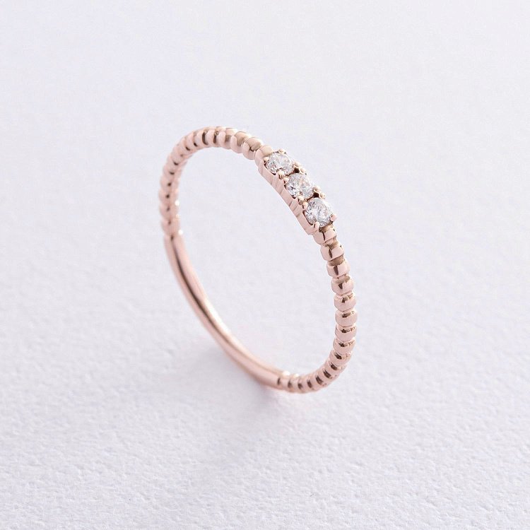 Кулькова каблучка "Мелоді" з фіанітами (червоне золото) к07418 від ювелірного магазину Онікс - 11