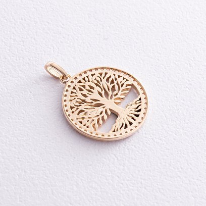 ﻿Кулон "Древо життя" з фіанітами (жовте золото) п03805 №5