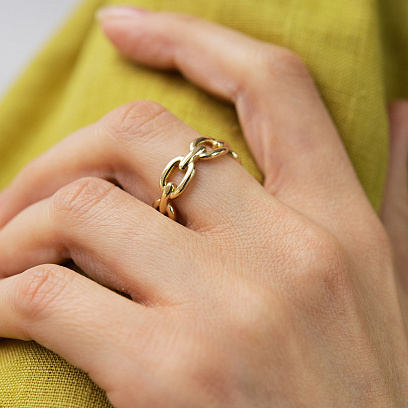 Каблучка "Ланцюжок" у жовтому золоті к08429 №5