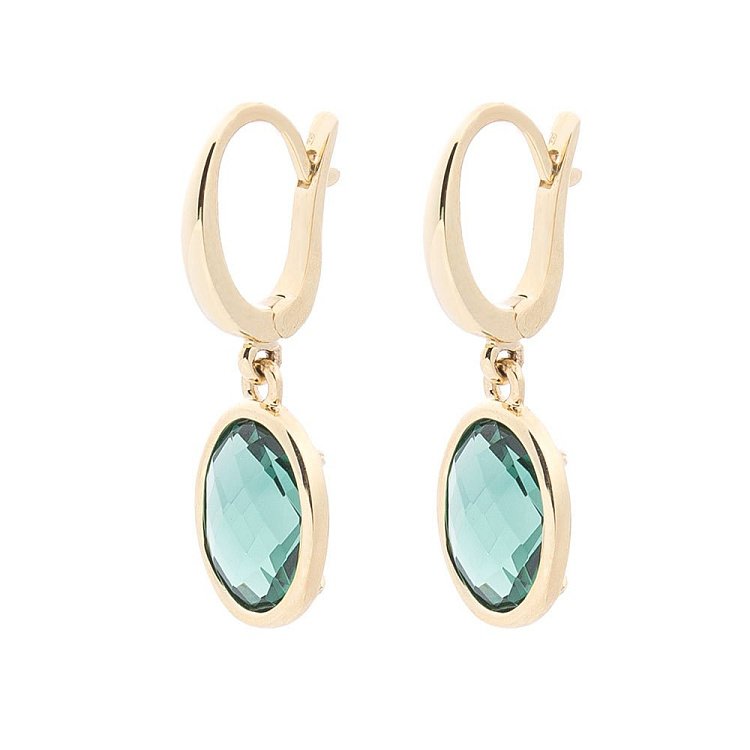 Золотые серьги с зеленым кварцем 14048690к от ювелирного магазина Оникс - 1