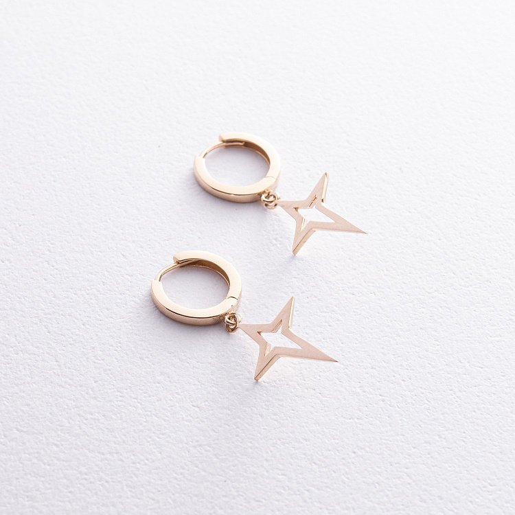 Сережки "Полярна зірка" у жовтому золоті с08332 від ювелірного магазину Онікс - 2