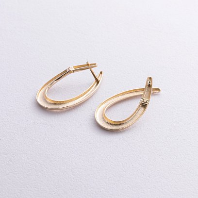 Серьги "Капельки" в желтом золоте с08747 №5