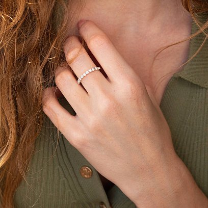 Золота каблучка з доріжкою каменів (діаманти) кб0439cha №2