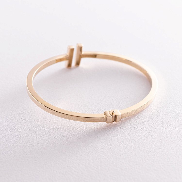 Жесткий браслет из желтого золота б02957 от ювелирного магазина Оникс - 2