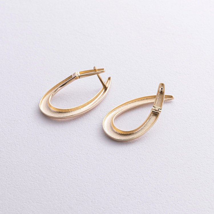 Серьги "Капельки" в желтом золоте с08747 от ювелирного магазина Оникс - 4