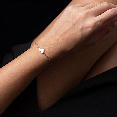 Браслет "Сердце" в белом золоте б04550 №8