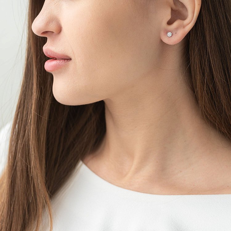 Золоті сережки-пусети (діамант) сб0219ri від ювелірного магазину Онікс - 1