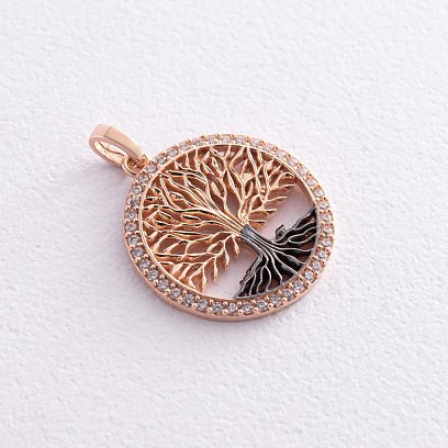 ﻿Кулон "Древо життя" з фіанітами (червоне золото) п03830