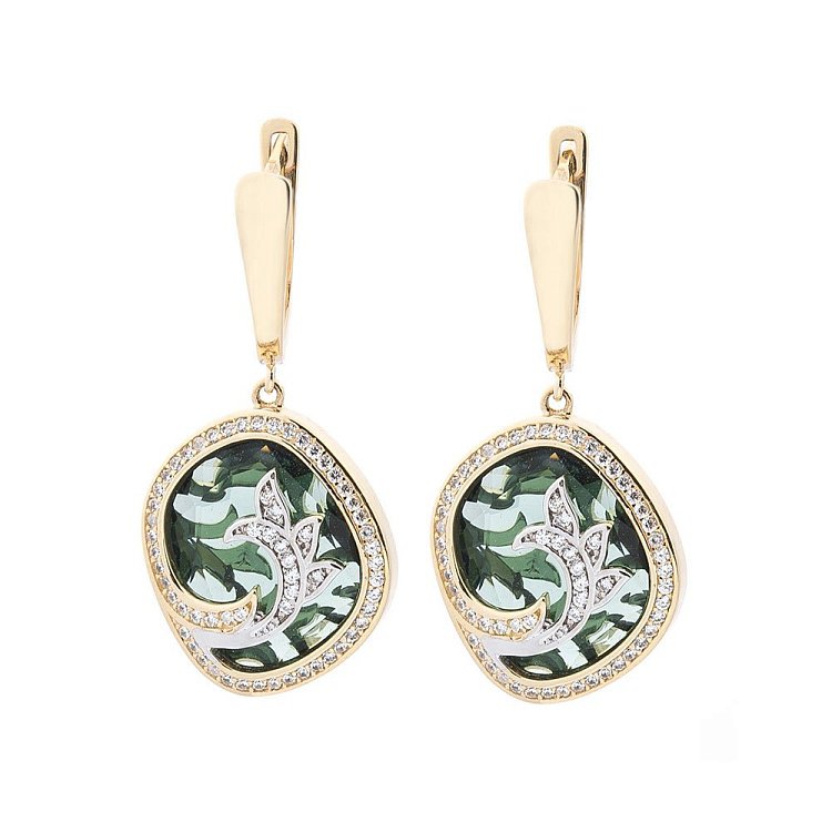 Золотые серьги с фианитами с05631 от ювелирного магазина Оникс