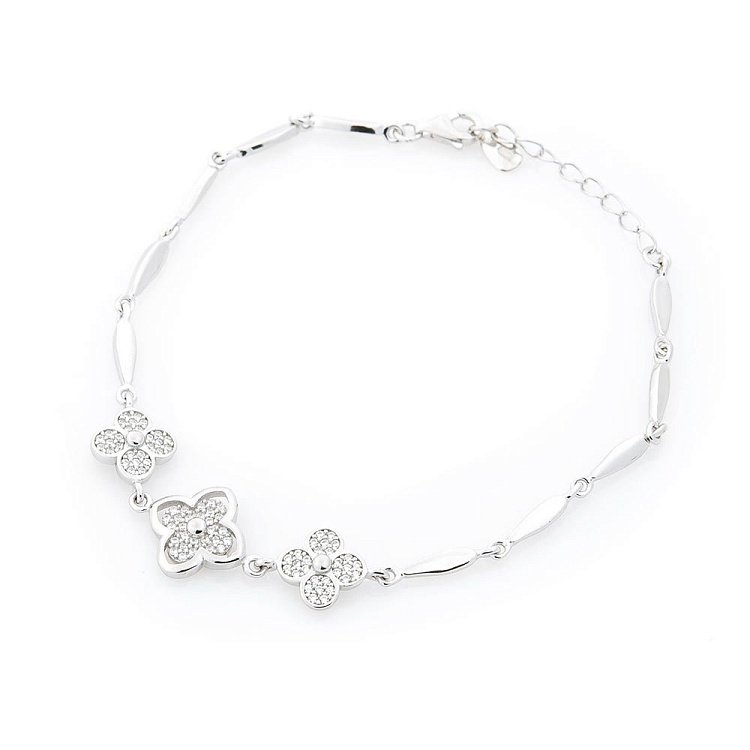 Срібний браслет "Конюшина" (фіаніти) 14902 від ювелірного магазину Онікс - 3