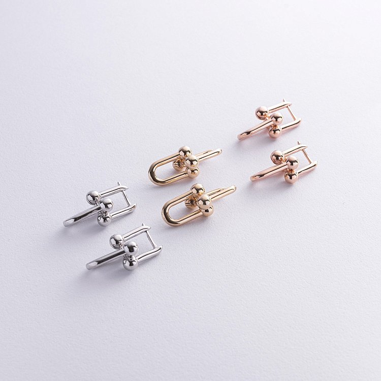 Сережки "Фантазія" у червоному золоті с08792 від ювелірного магазину Онікс - 2