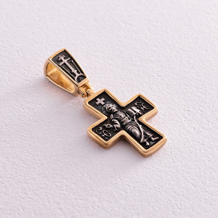 Серебряный крестик (чернение, позолота) 132526 от ювелирного магазина Оникс - 1