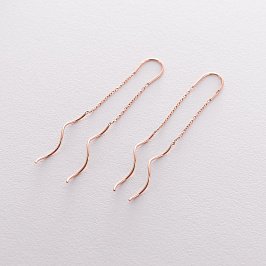 Серьги - протяжки "Завиток" из красного золота с06402