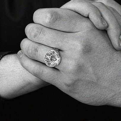 Чоловіча срібна печатка "Український козак" 112704 №2