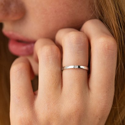 Каблучка з діамантом у білому золоті кб0553м №4