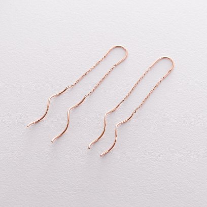 Серьги - протяжки "Завиток" из красного золота с06402