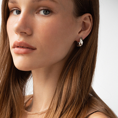 Серьги - кольца "Luisa" в белом золоте с09157 №2