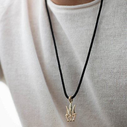 Подвеска "Тризуб с кинжалами" в желтом золоте п03769 №2